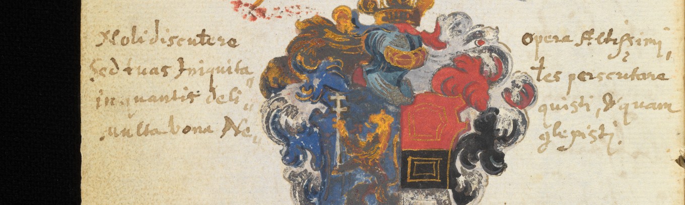 Porrentruy, Bibliothèque cantonale jurassienne, A3714, p. 10: Coat of Arms of Count Palatine Johannes Vest (1582 Version)